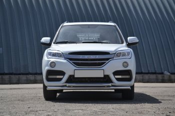 14 499 р. Защита переднего бампера двойная из труб d63/51 мм Petroil Tuning Lifan X60 2-ой рестайлинг (2016-2025) (Нержавеющая полированная сталь)  с доставкой в г. Таганрог. Увеличить фотографию 3