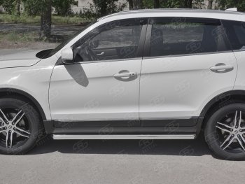 19 999 р. Защита порогов (Ø63 мм, нержавейка) SLITKOFF  Lifan X70 (2018-2025) (Металлические торцы под 45°)  с доставкой в г. Таганрог. Увеличить фотографию 2