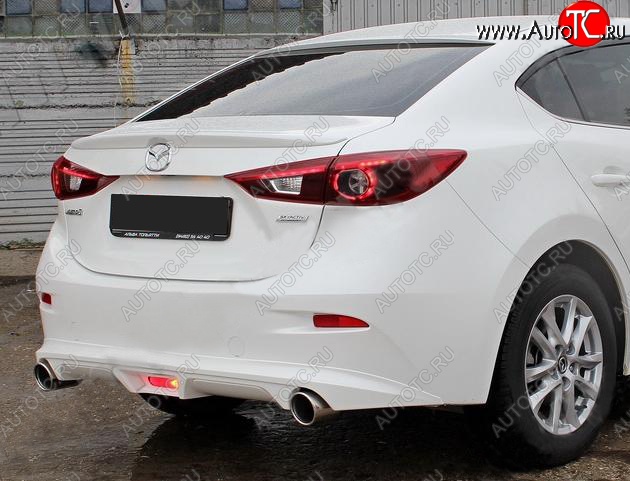 7 199 р. Диффузор заднего бампера Sport v1  Mazda 3/Axela  BM (2013-2016) дорестайлинг, хэтчбэк (Неокрашенная)  с доставкой в г. Таганрог