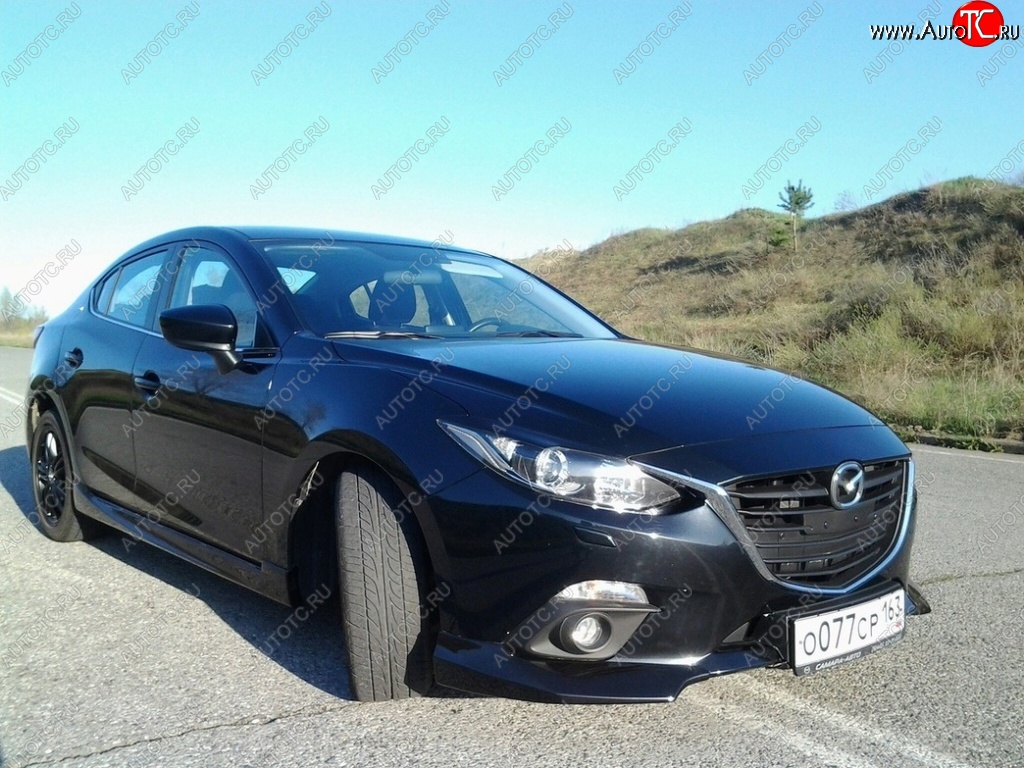 3 889 р. Клыки на передний бампер Style Mazda 3/Axela BM дорестайлинг седан (2013-2016) (Неокрашенные)  с доставкой в г. Таганрог