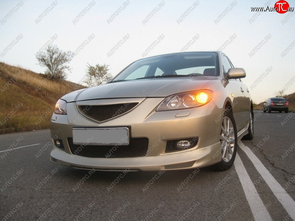 4 999 р. Накладка на передний бампер Style Mazda 3/Axela BK дорестайлинг седан (2003-2006) (Неокрашенная)  с доставкой в г. Таганрог