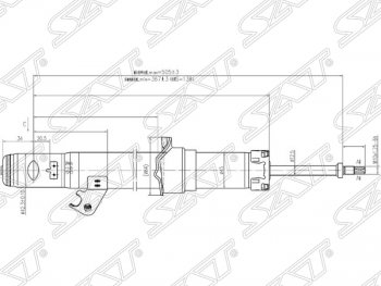 Левый амортизатор передний SAT Mazda 6 GG, GY универсал дорестайлинг (2002-2005)
