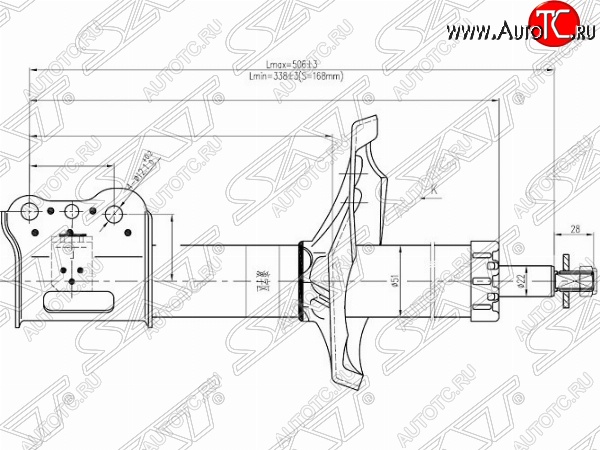 4 799 р. Правый амортизатор передний SAT Mazda 626 GF дорестайлинг седан (1997-1999)  с доставкой в г. Таганрог