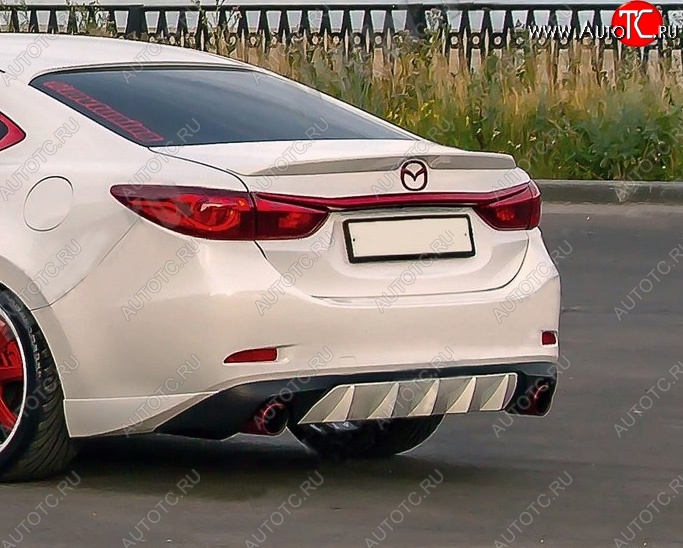 10 899 р. Диффузор заднего бампера Sport v4  Mazda 6  GJ (2015-2018) 1-ый рестайлинг седан (Неокрашенная)  с доставкой в г. Таганрог