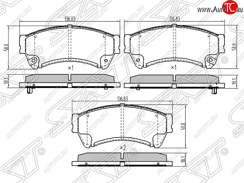 1 439 р. Колодки тормозные SAT (передние) Mazda 6 GH дорестайлинг универсал (2007-2010)  с доставкой в г. Таганрог