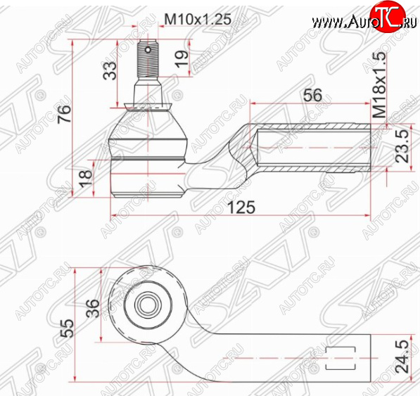 599 р. Правый наконечник рулевой тяги SAT  Mazda 3/Axela  BK - 5  с доставкой в г. Таганрог