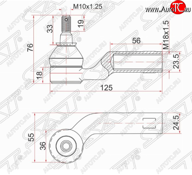 599 р. Левый наконечник рулевой тяги SAT  Mazda 3/Axela  BK - 5  с доставкой в г. Таганрог