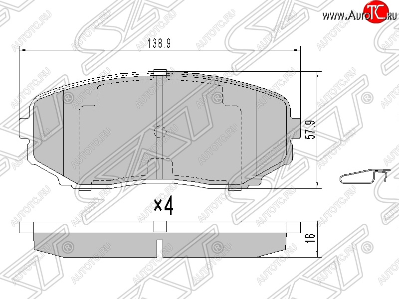 1 399 р. Колодки тормозные SAT (передние)  Mazda Bongo  Friendee - CX-9  TB  с доставкой в г. Таганрог