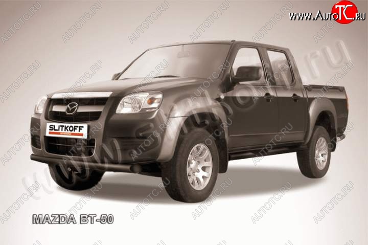 9 449 р. защита переднего бампера Slitkoff  Mazda BT-50 (2006-2011) (Цвет: серебристый)  с доставкой в г. Таганрог