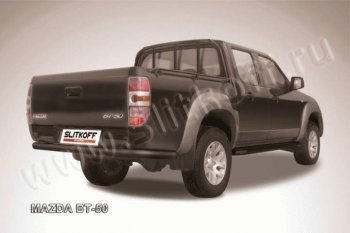 9 449 р. Защита задняя Slitkoff  Mazda BT-50 (2006-2015) (Цвет: серебристый)  с доставкой в г. Таганрог. Увеличить фотографию 1