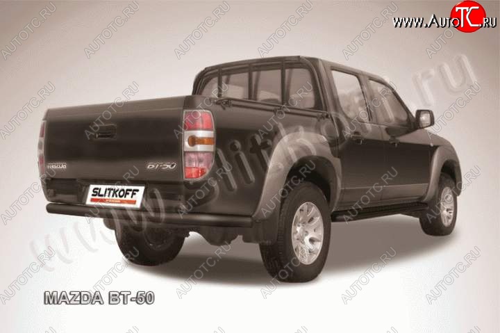 9 449 р. Защита задняя Slitkoff  Mazda BT-50 (2006-2015) (Цвет: серебристый)  с доставкой в г. Таганрог