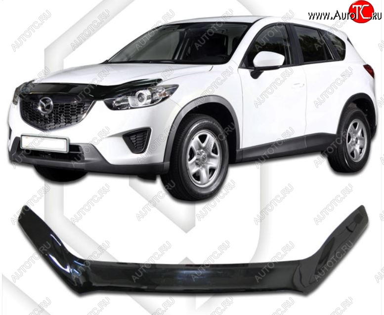 2 199 р. Дефлектор капота CA-Plastiс exclusive  Mazda CX-5  KE (2011-2017) дорестайлинг, рестайлинг (Classic черный, Без надписи)  с доставкой в г. Таганрог