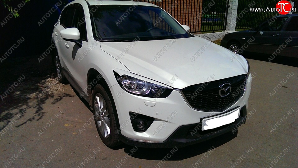 1 299 р. Реснички на фары Tuning-Sport v1 (широкие) Mazda CX-5 KE дорестайлинг (2011-2014) (Неокрашенные)  с доставкой в г. Таганрог