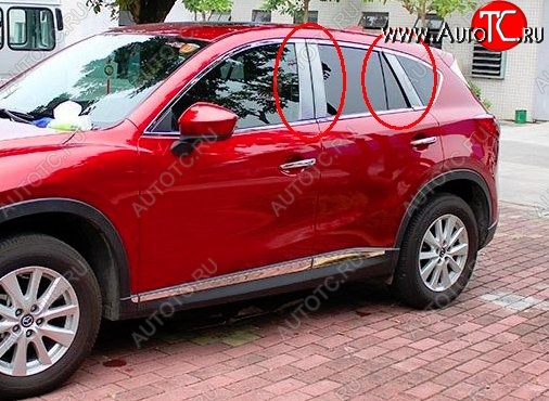 4 749 р. Накладки на центральные стойки дверей СТ Mazda CX-5 KE рестайлинг (2015-2017) (Неокрашенные)  с доставкой в г. Таганрог