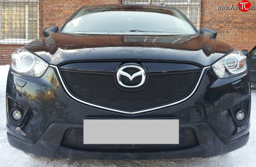 2 299 р. Нижняя сетка на бампер Russtal (черная) Mazda CX-5 KE дорестайлинг (2011-2014)  с доставкой в г. Таганрог