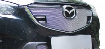 1 639 р. Защитная сетка на решетку радиатор Russtal  Mazda CX-5  KE (2015-2017) рестайлинг (чёрная, без выреза под парктронник)  с доставкой в г. Таганрог. Увеличить фотографию 2