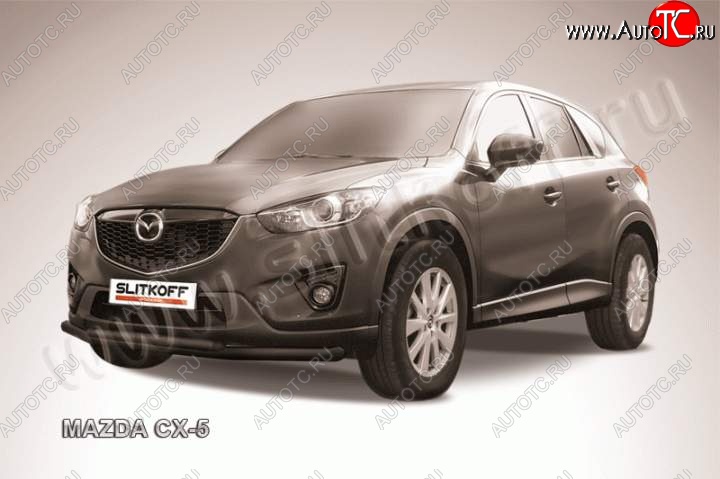 11 899 р. Защита переднего бампер Slitkoff Mazda CX-5 KE дорестайлинг (2011-2014) (Цвет: серебристый)  с доставкой в г. Таганрог