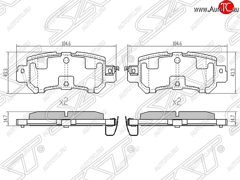 939 р. Колодки тормозные задние SAT  Mazda CX-5 KE рестайлинг (2015-2017)  с доставкой в г. Таганрог