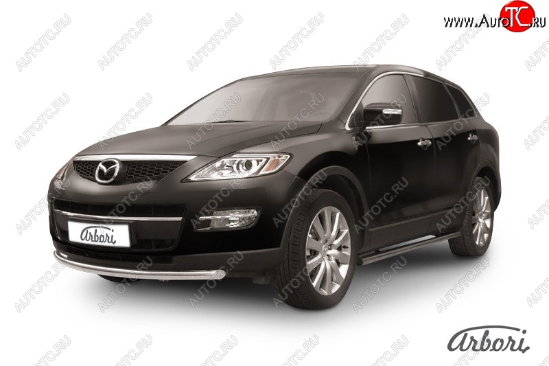 11 609 р. Защита переднего бампера Arbori (нержавейка, 1 труба d57 mm). Mazda CX-9 TB дорестайлинг (2007-2009)  с доставкой в г. Таганрог