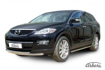 20 999 р. Защита переднего бампера Arbori (нержавейка, 2 трубы d57 и 57 mm) Mazda CX-9 TB дорестайлинг (2007-2009)  с доставкой в г. Таганрог. Увеличить фотографию 2