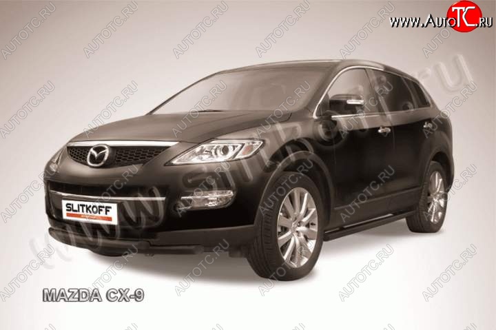 11 449 р. защита переднего бампера Slitkoff Mazda CX-9 TB дорестайлинг (2007-2009) (Цвет: серебристый)  с доставкой в г. Таганрог