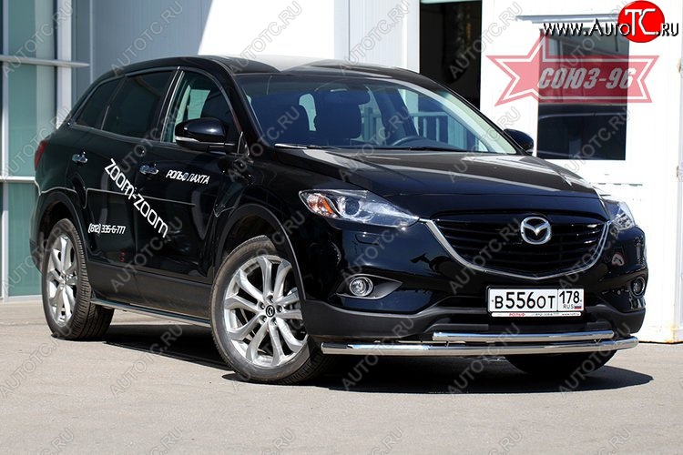 21 194 р. Защита переднего бампера одинарная рестайлинг Souz-96 (d60/42). Mazda CX-9 TB дорестайлинг (2007-2009)  с доставкой в г. Таганрог