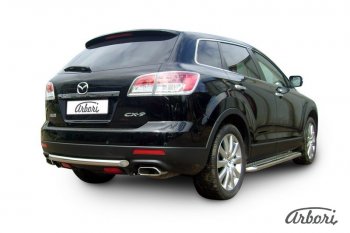 8 999 р. Защита заднего бампера Arbori (короткая, нержавейка, 1 труба d57 mm). Mazda CX-9 TB дорестайлинг (2007-2009)  с доставкой в г. Таганрог. Увеличить фотографию 2