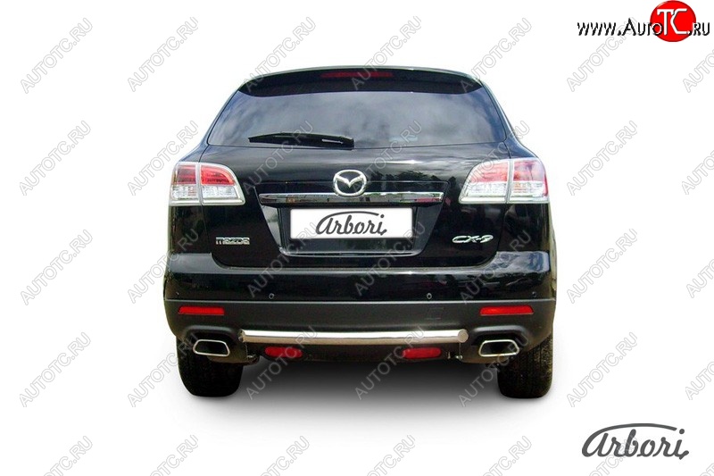 8 999 р. Защита заднего бампера Arbori (короткая, нержавейка, 1 труба d57 mm). Mazda CX-9 TB дорестайлинг (2007-2009)  с доставкой в г. Таганрог