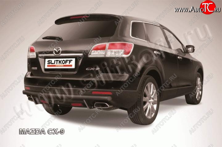 8 449 р. Защита задняя Slitkoff Mazda CX-9 TB дорестайлинг (2007-2009) (Цвет: серебристый)  с доставкой в г. Таганрог