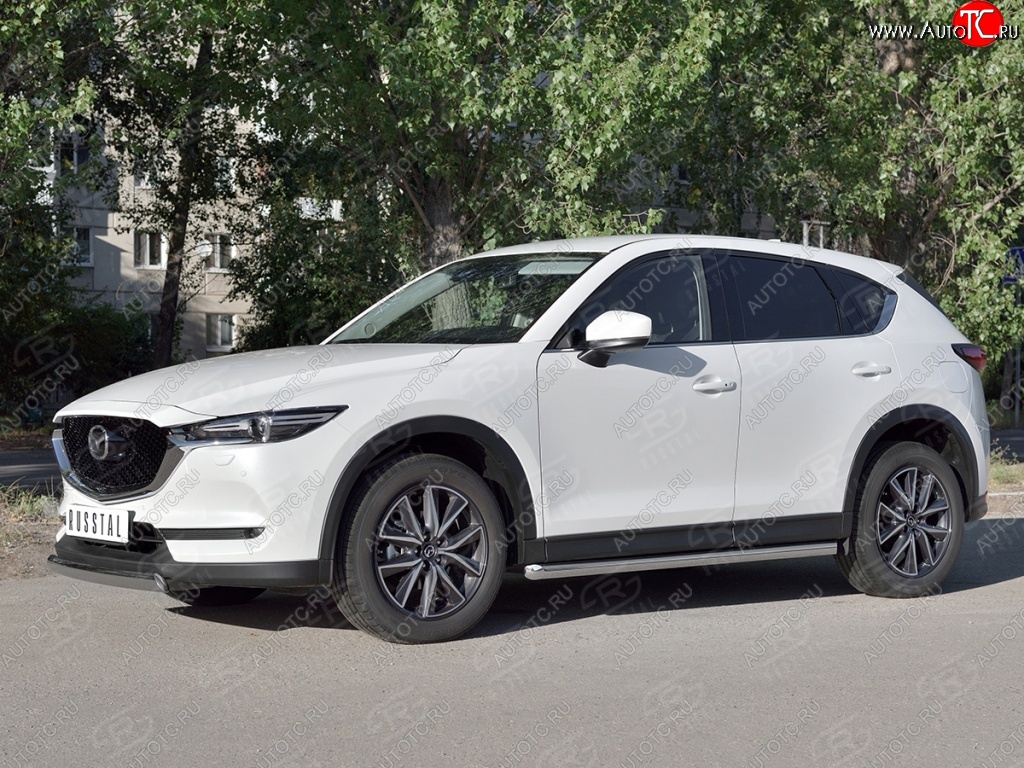 14 999 р. Защита переднего бампера из овальной трубы диаметром 75x42 мм Russtal Mazda CX-5 KF (2016-2024)  с доставкой в г. Таганрог