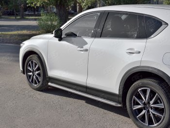 26 999 р. Широкая защита порогов с трубой диаметром 42 мм SLITKOFF v1 Mazda CX-5 KF (2016-2024)  с доставкой в г. Таганрог. Увеличить фотографию 2