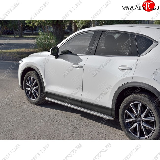 25 849 р. Широкая защита порогов с трубой диаметром 42 мм SLITKOFF v2 Mazda CX-5 KF (2016-2024)  с доставкой в г. Таганрог