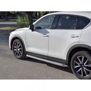 35 999 р. Защита порогов из круглой трубы диаметром 63 мм SLITKOFF v1  Mazda CX-5  KF (2016-2024)  с доставкой в г. Таганрог. Увеличить фотографию 2