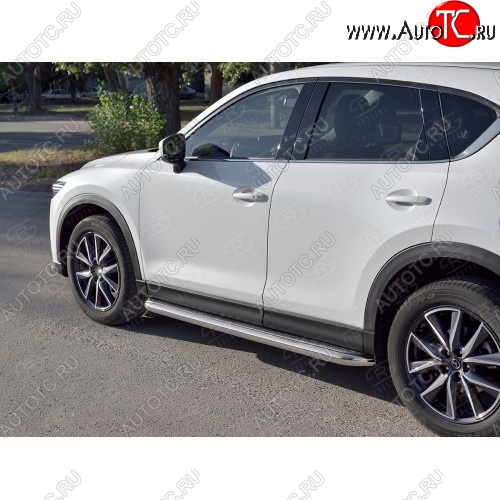 33 999 р. Порожки для ног (Ø63) SLITKOFF  Mazda CX-5  KF (2016-2024) (лист - алюминий, профиль - сталь)  с доставкой в г. Таганрог