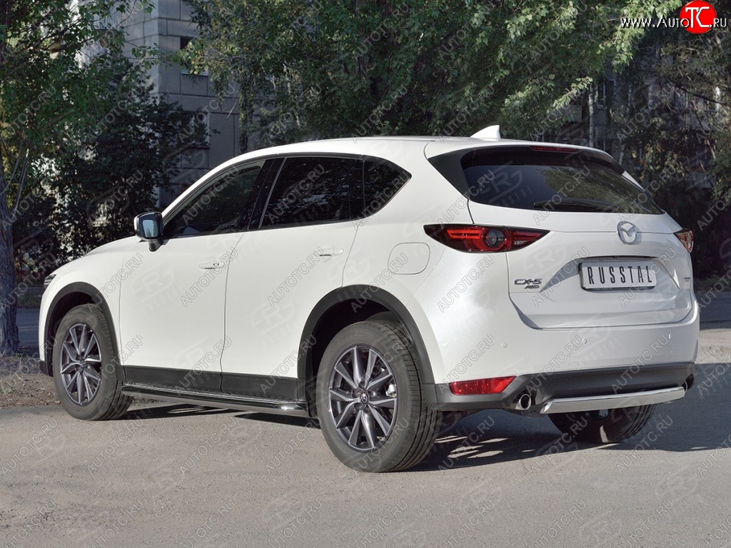 14 999 р. Защита заднего бампера (Ø75x42 мм, нержавейка) Russtal Mazda CX-5 KF (2016-2024)  с доставкой в г. Таганрог