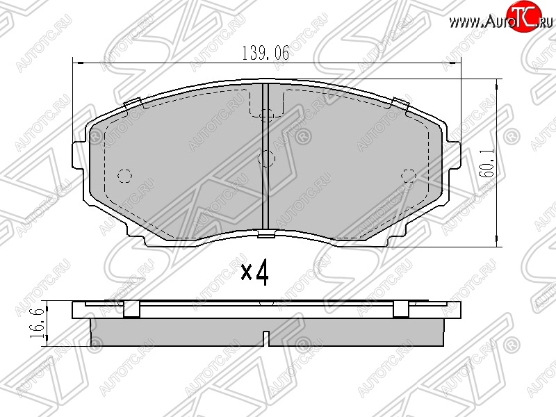 1 249 р. Колодки тормозные SAT (передние)  Mazda CX-7  ER (2006-2010), Mazda CX-9  TB (2007-2015), Mazda MPV  LY (2006-2016), Mitsubishi Pajero Sport  QE (2015-2021)  с доставкой в г. Таганрог