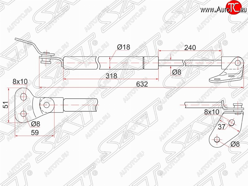 1 129 р. Левый упор багажника SAT  Mazda 2/Demio  DW (1996-2002) дорестайлинг, рестайлинг  с доставкой в г. Таганрог