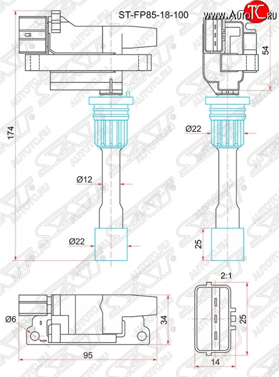 1 699 р. Катушка зажигания SAT  Mazda 323/Familia  седан - Premacy  с доставкой в г. Таганрог