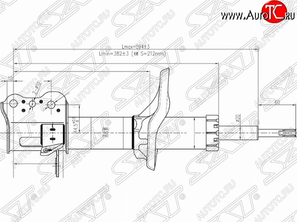 2 989 р. Левый амортизатор задний SAT  Mazda 323/Familia  седан - Premacy  с доставкой в г. Таганрог