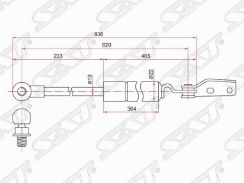 Правый упор крышки багажника SAT (газовый) Mazda (Мазда) MPV (МПВ)  LW (1999-2006) LW дорестайлинг, 1-ый рестайлинг, 2-ой рестайлинг