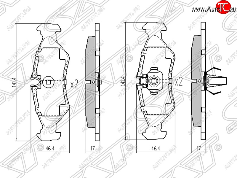 1 059 р. Колодки тормозные задние SAT Mercedes-Benz Sprinter W905 рестайлинг (2000-2006)  с доставкой в г. Таганрог