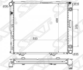 Радиатор двигателя SAT (пластинчатый, 3.0D, АКПП) Mercedes-Benz E-Class W124 седан дорестайлинг (1984-1993)