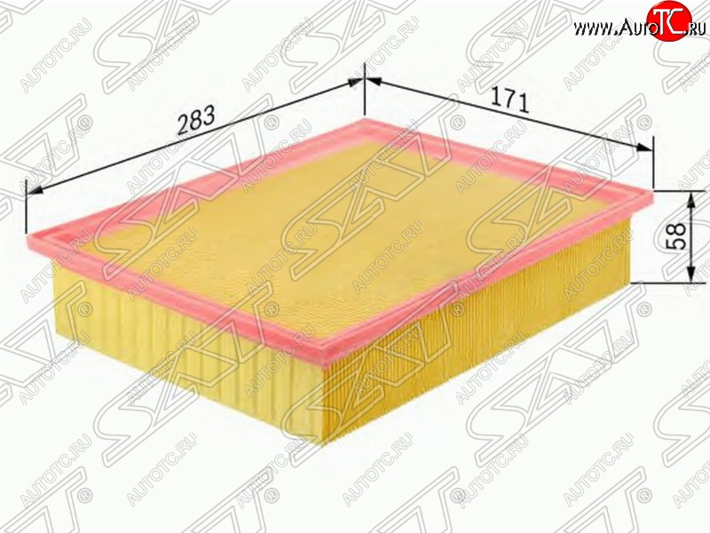 369 р. Фильтр воздушный двигателя SAT (283х171х58 mm)  Mercedes-Benz E-Class ( W124,  S124) (1984-1996) седан дорестайлинг, универсал рестайлинг  с доставкой в г. Таганрог