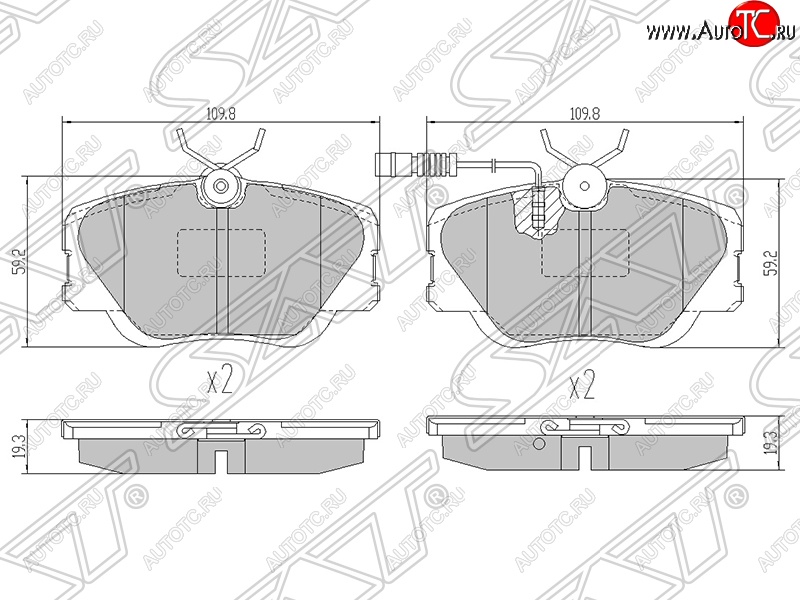 1 359 р. Колодки тормозные SAT (передние)  Mercedes-Benz C-Class  W201 - E-Class ( W124,  S124)  с доставкой в г. Таганрог