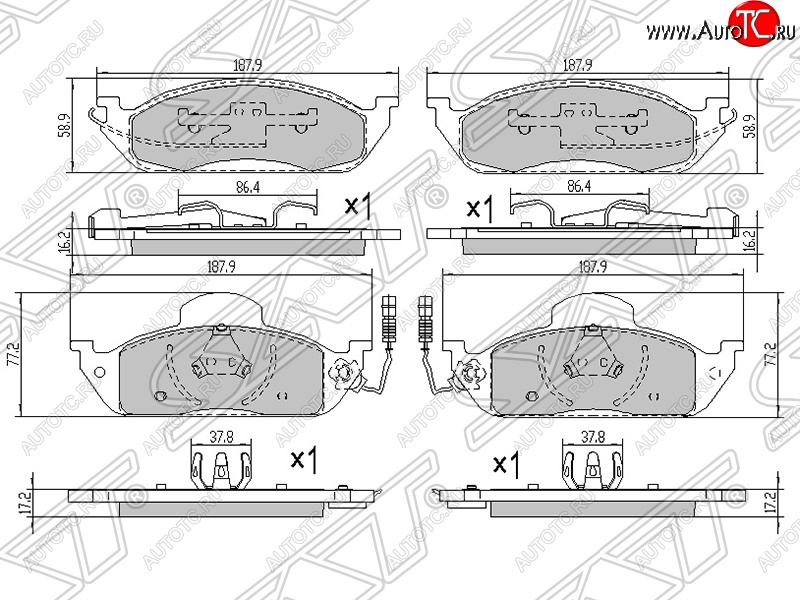 1 549 р. Колодки тормозные SAT (передние)  Mercedes-Benz ML class  W163 (1997-2001) дорестайлинг  с доставкой в г. Таганрог