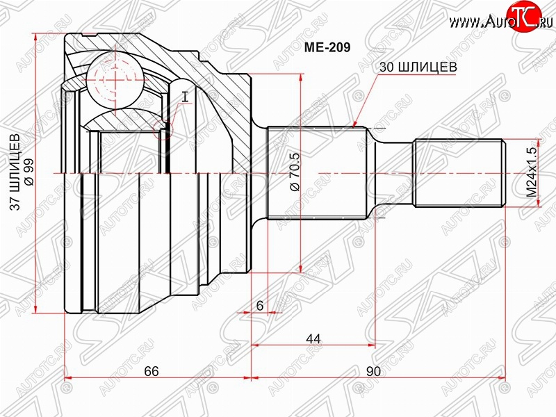 3 599 р. Шрус (наружный) SAT (37*30*70.3 мм)  Mercedes-Benz ML class ( W164,  W166) (2005-2015) дорестайлинг, рестайлинг  с доставкой в г. Таганрог