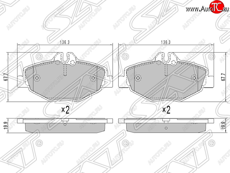 1 499 р. Колодки тормозные SAT (передние)  Mercedes-Benz E-Class  W211 (2002-2009) дорестайлинг седан, рестайлинг седан  с доставкой в г. Таганрог