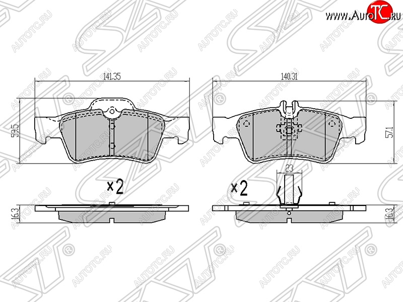 1 199 р. Колодки тормозные задние SAT  Mercedes-Benz E-Class ( W211,  W212) (2002-2012) дорестайлинг седан, рестайлинг седан, дорестайлинг седан  с доставкой в г. Таганрог