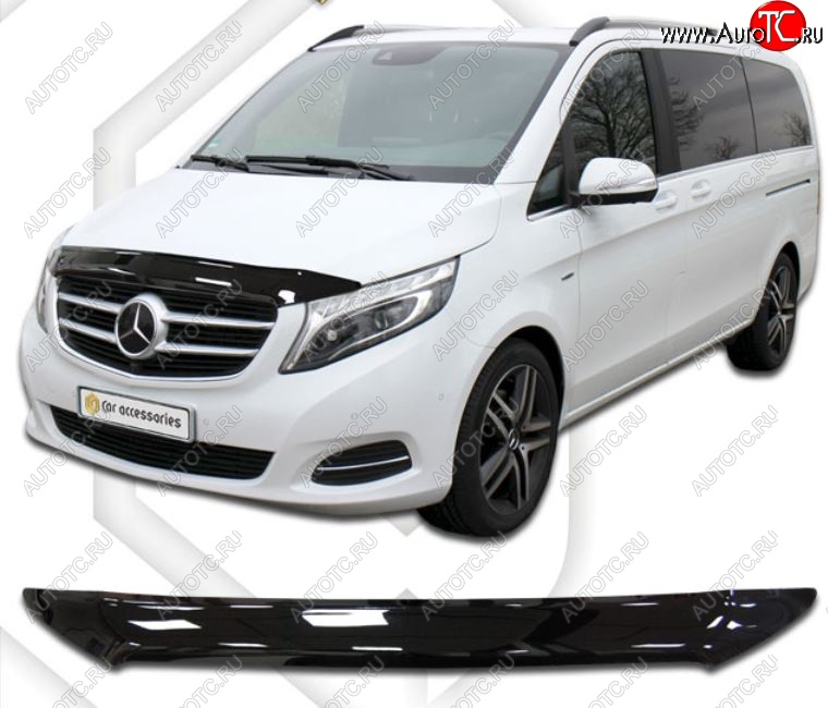 2 099 р. Дефлектор капота CA-Plastiс  Mercedes-Benz Vito  W447 (2015-2025) дорестайлинг, рестайлинг (Classic черный, Без надписи)  с доставкой в г. Таганрог