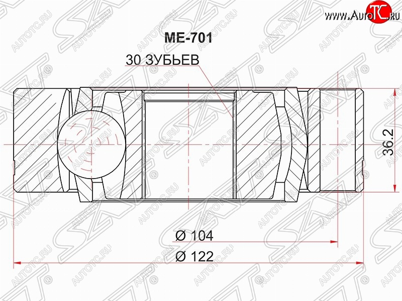 2 859 р. Шрус (внутренний) SAT (30*122 мм)  Mercedes-Benz Vito  W638 (1996-2003)  с доставкой в г. Таганрог